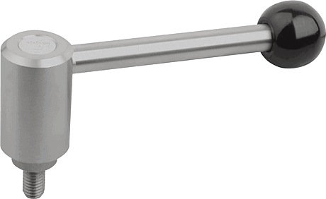 Tension Levers in stainless steel with external thread, 0 degrees