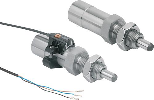 Indexing plungers, stainless steel, pneumatic, Form B, single-acting, pneumatic retraction