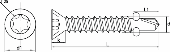 Vis autoperceuses ailettes tête fraisee six lobes