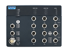 Industrial Ethernet Switches; EN50155 Managed PoE Ethernet Switch with 12GE(2bypass), 24-110VDC - EKI-9512G-4GMPW