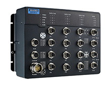 Industrial Ethernet Switches; EN50155 Managed PoE Ethernet Switch with 12FE+4GE(2bypass), 24-110VDC  - EKI-9516E-4GMPW