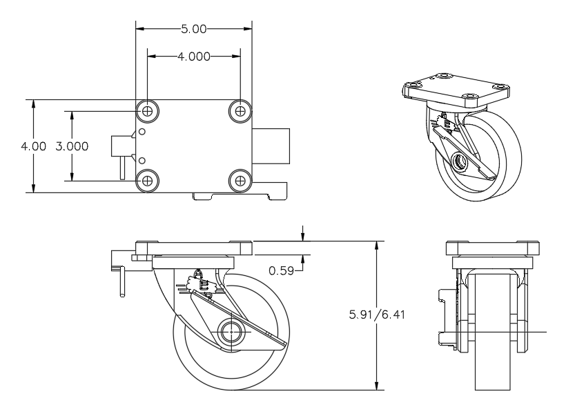 Aerol Co., Inc - Free CAD models - S5 Swivel Caster Series - TraceParts