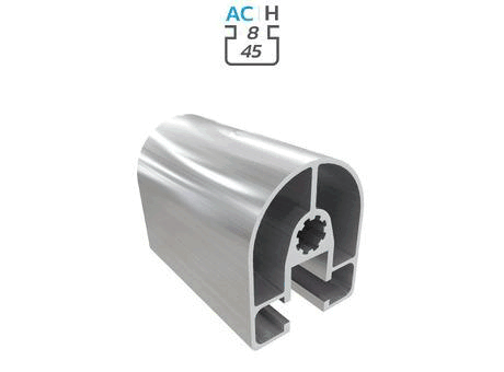 Aluminium profile section, 60x60 mm, round
