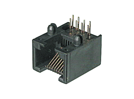 Modular female THT 06poles pitch 2,54mm RJ12 1,5A right angle low profile