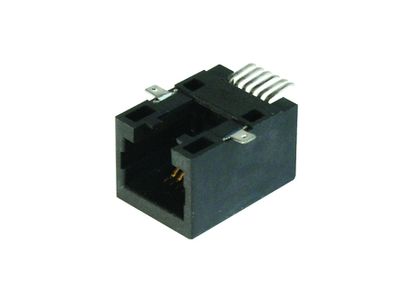 Modular female SMT 06poles pitch 1,27mm RJ12 1,5A right angle low profile