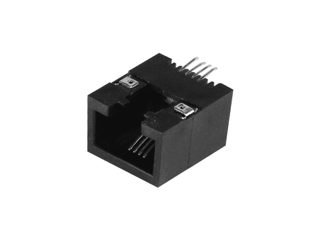 Modular female SMT 06poles pitch 1,27mm RJ12 1,5A right angle alignable