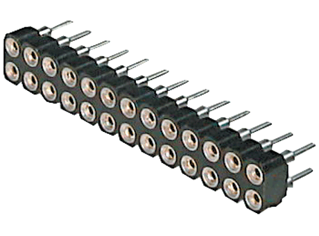 Socket, machined pins, straight, double row, pitch 2.54mm