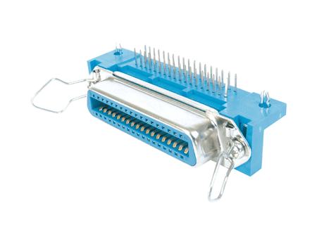 Centronics, female, right-angled, for PCB mounting