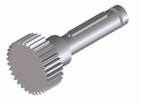 Pinion shaft for gears, with feather key connection, straight teeth
