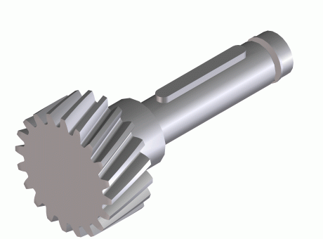 Pinion shaft for gears, with feather key connection, angular teeth