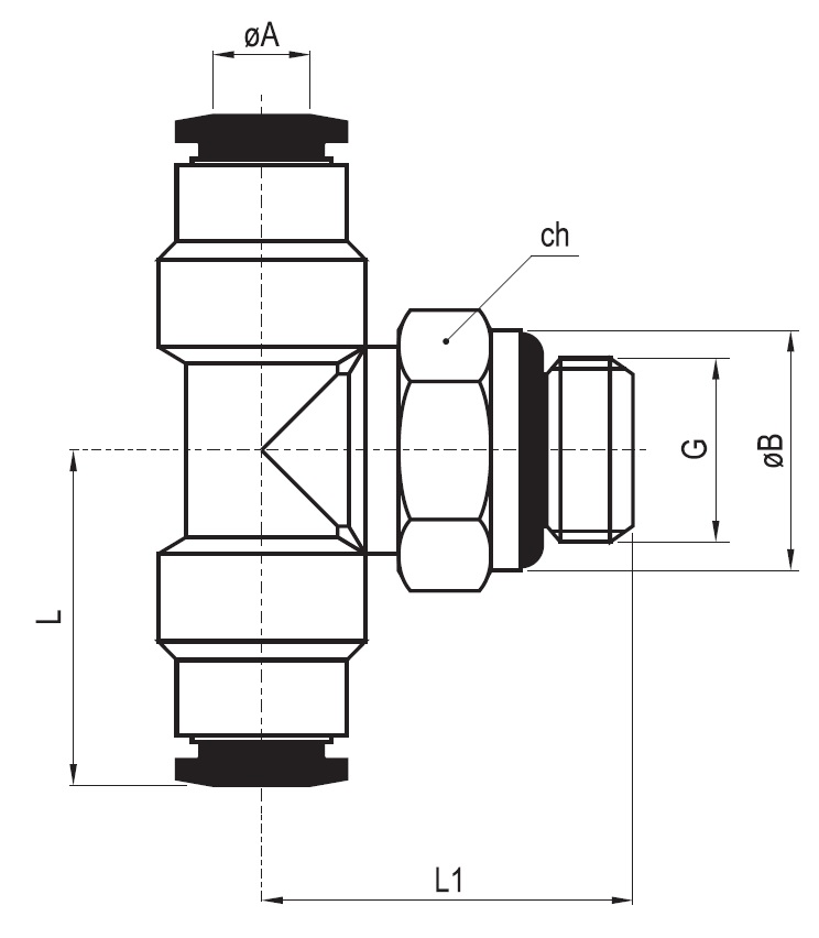 AZ Pneumatica s.r.l. - Free CAD models - Swivel T-fitting, cylindric ...
