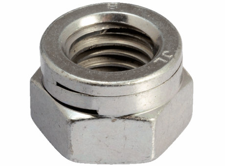 415647 ECROU HEXAGONAL AUTOFREINÉ DOUBLE FENTE TOUT MÉTAL HFR INOX A4 - NF E 25-411