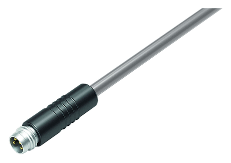 Male cable connector, PVC, black, 4 x 0.25 mm²