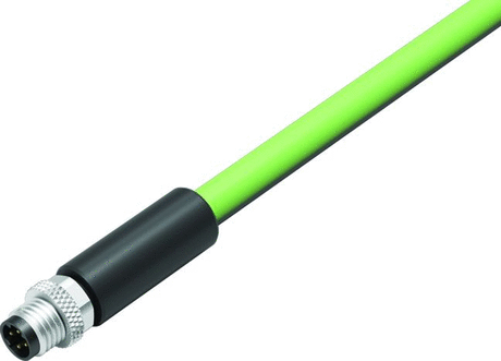 M8-D conector de cable macho, Número de contactos: 4, blindado, moldeado en el cable, IP67, Ethernet, PUR  verde, 4 x AWG22