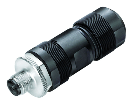 M12 Male cable connector, Contacts: 4+PE, 8.0-13.0 mm, unshielded, screw clamp, IP67, with PE connection