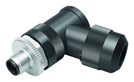 M12 Male angled connector, Contacts: 4+PE, 8.0-13.0 mm, unshielded, screw clamp, IP67, with PE connection