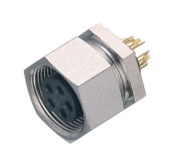 M9 Female panel mount connector, Contacts: 4, unshielded, solder, IP40