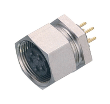 M9 Female panel mount connector, Contacts: 8, unshielded, THT