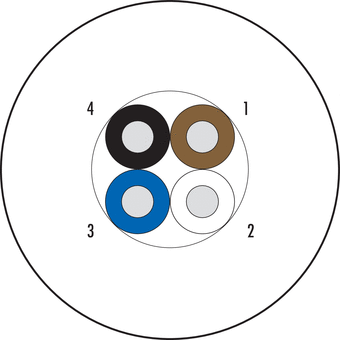 PVC cable, Contacts: 4 wires, unshielded, UL, PVC Y17 (105 ° C) according to VDE0281 part 1+ class 43 according to UL1581 (SR-PVC, Y17-Y18)  grey (RAL 7000), 4 x 0.34 mm²