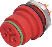 Snap-In IP67 (miniature) female panel mount connector, Contacts: 12, unshielded, solder, IP67, VDE