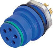 Snap-In IP67 (miniature) female panel mount connector, Contacts: 3, unshielded, solder, IP67, VDE