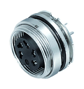 M16 Flanschdose, Polzahl: 3 (03-a), schirmbar, THT, IP67, UL, Frontmontage