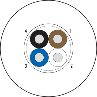 PVC cable, Contacts: 4 wires, shielded, UL, PVC YM5 (105°C) according to UL 2517  grey (RAL 7000), 4 x 0.34 mm²