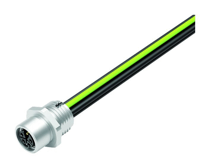 M12 Female panel mount connector, Contacts: 4+PE, unshielded, single wires, IP68, M16x1.5
