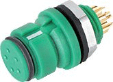 Snap-In IP67 (subminiature) female panel mount connector, Contacts: 4, unshielded, solder, IP67