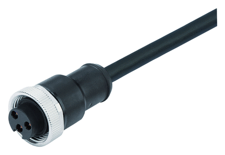 7/8" Female cable connector, Contacts: 3, unshielded, moulded on the cable, IP68, UL, PUR, black, 3 x 1.50 mm², 10 m