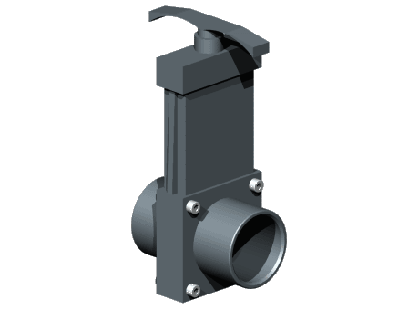 UP. 79. FT - Knife gate valve,  PVC-U body, Female thread, Metric series, Gasket in EPDM