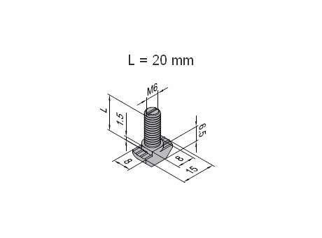 T bolt M6  L20 nickel plated steel for PG30
