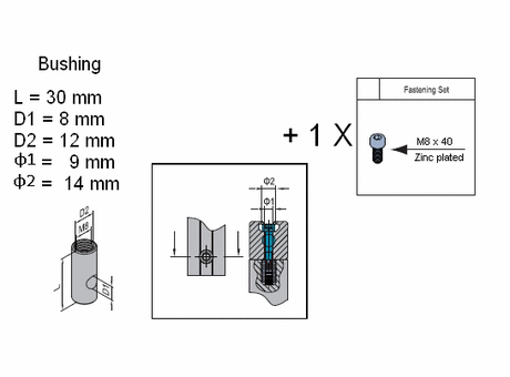 Bushing for clamping profile PG40 - zinc plated steel