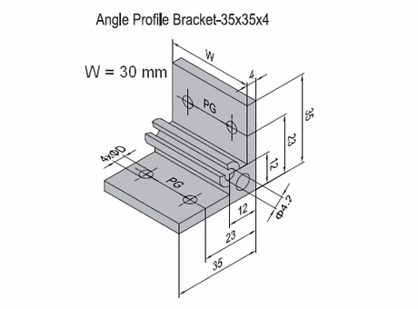 Angle profile bracket 35x52 Aluminium for PG30