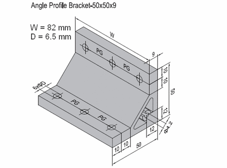 Angle profile bracket 50x82 Aluminium for PG30