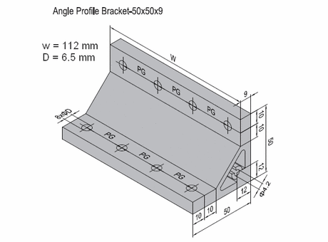 Angle profile bracket 50x112 Aluminium for PG30