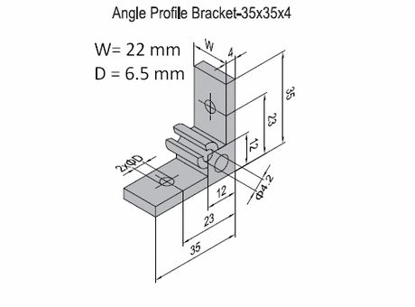 Angle profile bracket 35x22 Aluminium for PG30