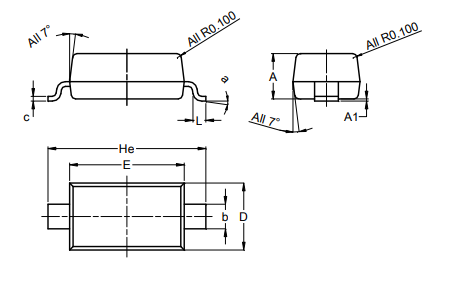 Diodes Inc. - Free CAD models - Diode, Small Outline Diode - 1N4148W-13 ...