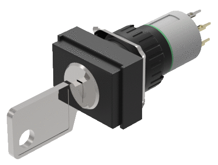 51-296.025D2 Keylock switch 2 positions rectangular, Actuator, Rest (a) - Maintained