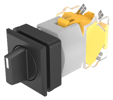 704.512.000 Selector switch 2 positions short lever, square, Actuator, Rest - Momentary