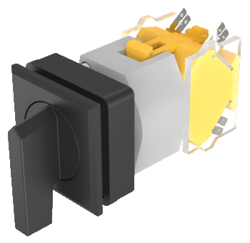 704.294.008 Selector switch 3 positions, long lever, quare, Actuator, Momentary - Rest - Momentary