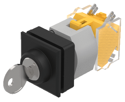704.343.008 Keylock switch 2 positions, square, Actuator, Rest (a) - Momentary