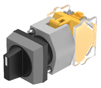 704.512.0 Selector switch 2 positions, short lever, square, Actuator, Rest - Momentary