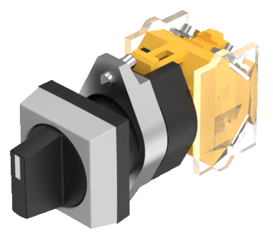 704.510.0.12 Selector switch 2 positions, short lever, square, Actuator, Rest - Maintained