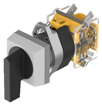 704.300.0.12 Selector switch 2 positions, long lever, square, Actuator, Rest - Maintained