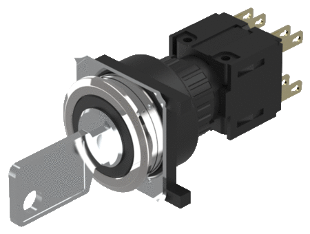 51-371.F22DF Keylock switch 3 positions round, Actuator, Maintained - Rest (a) - Maintained