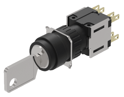 51-377.F22D Keylock switch 3 positions round, Actuator, Maintained - Rest (a) - Momentary
