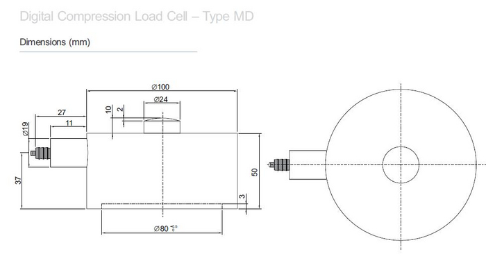 Dimension Guide Load Cell Eilersen Electric Digital Systems A/S - Free CAD models - Compression ...