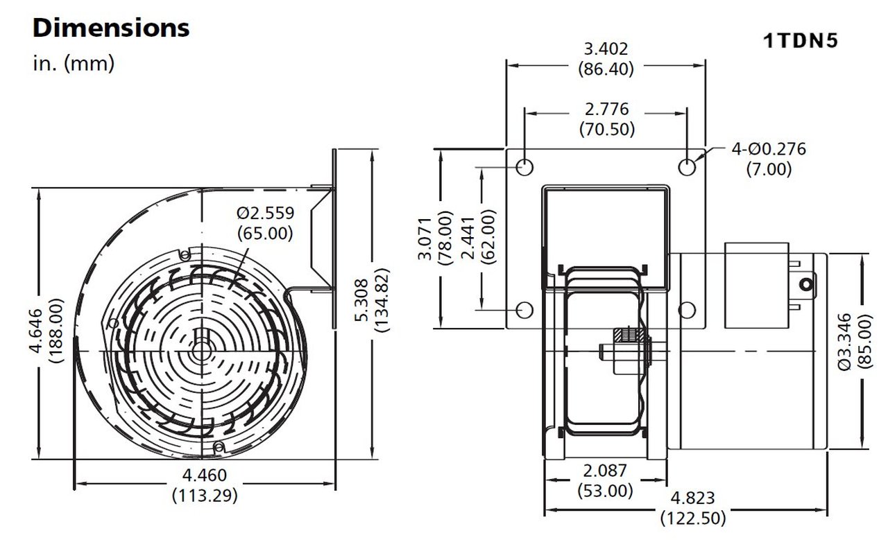 Electric Motor Warehouse - Free CAD models - Dayton Blower Model 1TDN5 ...