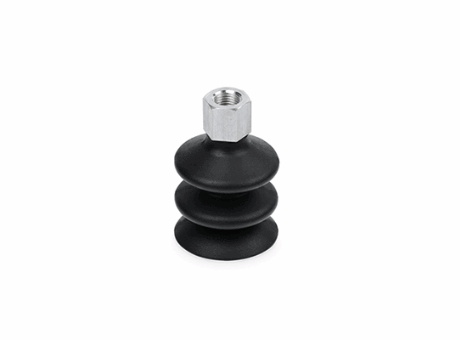 Round vacuum cups with double bellows
